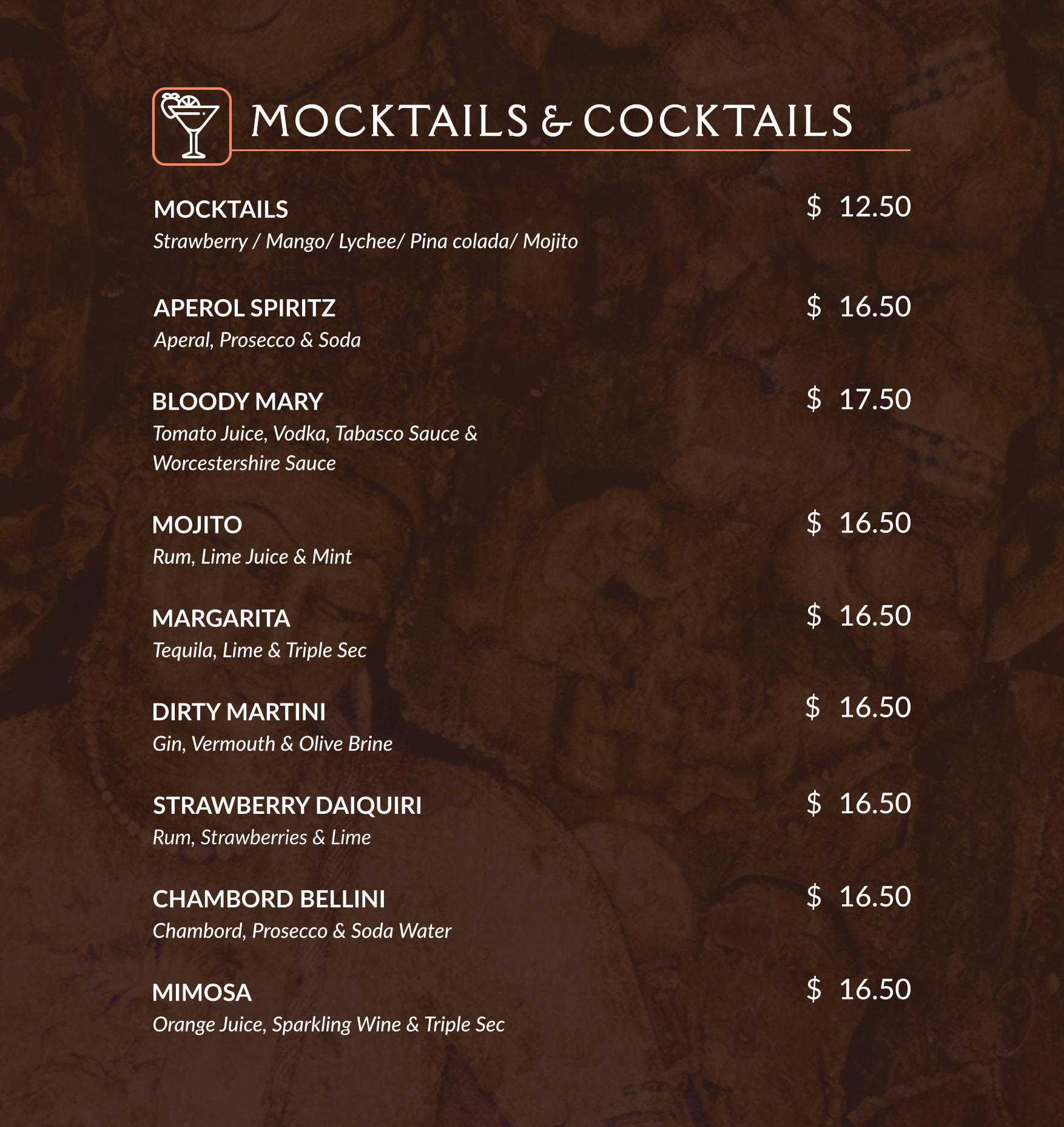drinks menu
